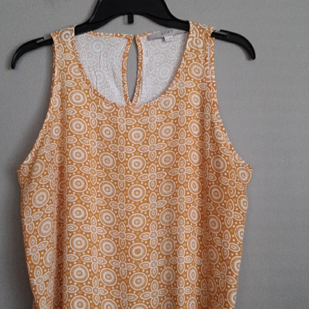 LOFT Mustard Yellow Printed Sleeveless Tank